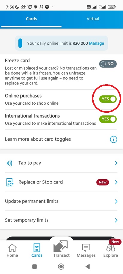 Card Settings for Grazertrack Subscriptions 1 grazertrack capitec